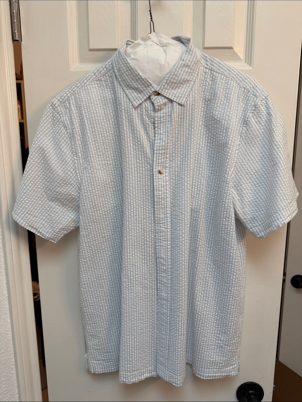 Banana Republic Light Blue Seersucker Short-Sleeve Button-Down Shirt